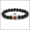 Brins de perles 10 couleurs Lava Rock Chaîne de perles Bracelet Diffuseur d'huile essentielle Chakra Bracelet en pierre pour femmes hommes à la main Aromather Otmpz