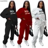 2023 Women Tracksuits Two Piece Ste Letter Printed Round Neck Sweater Suits Outfits S-2XL