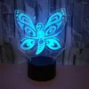 Lampy stołowe Butterfly 3D Lampa siedem kolorowych zdalnych sterowania dotyk biurko LED Creative Product Prezent Mały