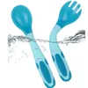 Servis uppsättningar PP Plastiska bordsartiklar baby flexibel sked gaffel barn äter träning spädbarn bärbara hushåll utomhus leveranser