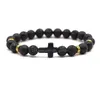 Beaded Cross Charms 8Mm Colors Stone Strand Bead Yoga Buddha Bracelet For Women Men Jewelry Drop Delivery Bracelets Dhdgk