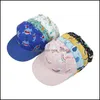 Caps de bola Capinho de beisebol para crian￧as garotos de cartoon tubar￣o impress￣o de dinossauro Hip Hop Summer Sun Hat Sun Garotas Chap￩us Droga Diretor FA OTF8C