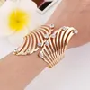 Bangle Punk Gold-Color Feather Cuff Armband Bangles For Women Crystal Maxi Pulseras Femme Bijoux Jewelry