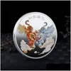 Andra konst och hantverk 2023 Två Tiger Lucky Coin Collectible for Luck Commemorative Souvenir Feng Shui Decoration Drop Delivery Home G DHBWR