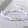 Link-Kette, handgefertigt, modisch, Nummer 8, Charms-Armband für Frauen, verstellbar, vergoldet, Unendlichkeitssymbol-Armbänder, schwarz, weiß, geflochtenes Rop Dh3Yq