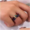 Cluster Rings Natural Stone For Women Men Turquois Amethysts Moonstone Handmade Wedding Party Finger Ring Drop Delivery Jewelry Dhcjk