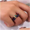 Anneaux de cluster Pierre naturelle pour femmes hommes Turquois Améthystes Pierre de lune à la main de mariage Bague Drop Livraison Bijoux DHCJK