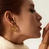 Hoop Earrings Uworld French Retro Geometric U Shaped 18K Gold Plated Stainless Steel Jewelry Statement Chunky For Women