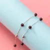 Ankiety czerwony kryształ 925 Kamienka prosta prawdziwe srebro dla kobiet łańcuch nóg bransoletka nóg biżuteria