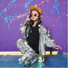 Stage Wear Kids Ballroom Hip Hop Clothing Sliver Jacket Top Coat Loose Casual Pants For Girls Boy Jazz Dance Costume Clothes Street