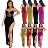 Casual jurken voor vrouwen 2023 zomer prom jurk sexy bodycon solide jacquard bronzing pailletten mesh zandpakket hip rokcasual