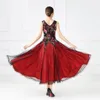 Stage Draag Gladde balzaaljurk Standaard Rumba Tango Dance Costumes Foxtrot Spaans Rode Flamenco