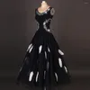 Vestido de dança de baile de esgotão Rhinestone Danwear Modern Dança Tango Dono Feather Flamenco Dresses Escapulario Vestido Juvenil