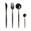 Set di stoviglie Set Lekoch Design a specchio Posate in acciaio inossidabile 304 4 pezzi Nero Coltello Forchetta Stoviglie Portogallo Solido