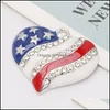 Pendant Necklaces 100Pcs Lot Patriotic Red White Blue Rhinestones American Usa Us Flag Star Necklace 4Th Of Jy Jewelry 722 Q2 Drop D Dhx82