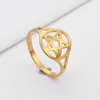 Anéis de casamento Pentagrama hexágono para mulheres estrela de aço inoxidável de jóias de aniversários de amuleto de dedo judeu anel judeu