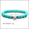 Arts Et Artisanat Mode Bracelet En Pierre Naturelle 8Mm Blanc Bleu Turquoise Perle Pour Femmes Hommes Drop Delivery Maison Jardin Dhk9B