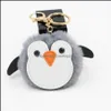 Key Rings Adorable Penguin Ring Pompom Car Keychains Pendant Fur Ball Keyfobs Pendants Cartoon Couple Ornament Jewelry P59Fa Drop Del Dhugc