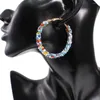 Hoop oorbellen Multicolor hars kralen voor vrouwen Handgemaakte verklaring Big Round Bohemia Sieraden Uken