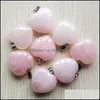 Arts And Crafts Natural Stone Charms 30Mm Heart Shape Pink Rose Quartz Pendants Chakras Gem Fit Earrings Necklace Making Assorted Dr Dh37T