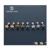 Bengelen kroonluchter 4 kleur kleine bloem 5a flash zirkoon noppen oorbellen voor vrouwen meisje titanium staalgouden gold sier studs elegante sieraden dhlo6