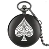 Pocket Watches Retro Poker Spades Watch For Men Exquisite Black Cover Analog Pendant Women Necklace Clock Gift Relogio De Bolso