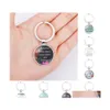 Nyckelringar Glass Time Gemstone Pendant Ring High Quality Teachers Day KeyFobs Holder Creative Letter Round Keychains Jewelry P374FA D DH6QN