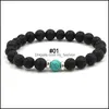 Brins de perles 10 couleurs Lava Rock Chaîne de perles Bracelet Diffuseur d'huile essentielle Chakra Bracelet en pierre pour femmes hommes à la main Aromather Otmpz