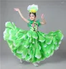 Sahne Giyim Kızlar İspanyol Dansçı Kostümleri Seksi Flamenko Dans Elbise Kıyafetleri Performans Çiçekler Balo Salonu Dans 360 Derece