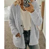 Kvinnors stickor Kvinnor långärmad tröja Cardigan Casual Solid Pocket Coat Autumn Winter Cardigans Sweaters Tops Plus Size