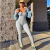 Gym kleding stevige kleur vrouwelijk speelsuit casual mouwloze bodycon lange broek jumpsuit dame backless turnard stretch bodysuit lente val