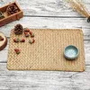 Table Mats Pack Of 4 Natural Seagr Place Mat 17 Inch X 12 Hand-Woven Rectangular Rattan Placemats