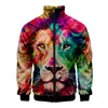 Men's Hoodies 2023 3D Lion Stand-up Collar Sweatshirt And Women's Clothing Hoodie Zipper Jacket Customized Full Version