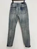 2023 Fall Mens n￶dst￤llda rippade magra vackra designer jeans ~ USA: s storlek 28-36 jeans ~ Nya toppar kvalitet smal motorcykel moto cyklist kausal denim byxor hip jeans