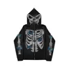 Moletom com capuz masculino Y2K Full Zip Up Hoodie Masculino Outono Inverno Gótico Strass Spider Web Sweatshirt Hip Hop Grunge Skeleton Oversized Jaqueta Casaco 230114