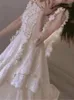 Sukienki swobodne Summer elegancka biała wzburzona sukienka księżniczka dla kobiet za vintage spaghetti pasek jeden kawałek rękawów