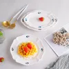 Plates Japanese Ceramic Embossed Bird Dinner Plate White Porcelain Simple Dessert Cake Household Breakfast Fruit Dish Tableware