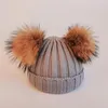 Hoeden geboren Baby Girl Boy hoed sjaal Pography Props Outfits Acryl Beanie Natural Fur Pompom Winter Cap Accessoires voor kinderen