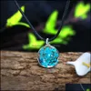 Pendant Necklaces Handmade Dried Flower Glass Necklace Colorf Ball Leather Rope Fashion Jewelry For Women Girls Gift Drop Delivery Pe Dh6Nf