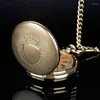 Relojes de bolsillo dorado/negro Steampunk escudo antiguo reloj de cuarzo número romano Dial colgante collar hombres mujeres reloj regalos Fob