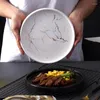 Plates European Wind Marble Plate Household Ceramic Dish Western Steak Breakfast Jewelry Storage Tray