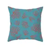 Taie d'oreiller Living Coral Print Tissu de peau de pêche Serging Square 45 Throw Case Canapé Décoratif pour la maison