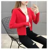 Women's Knits & Tees Autumn Winter Sweater Knitted Cardigan Women 2023 Short Sweaters Hooded Slim Zipper Small Coat Thin TopsWomen's