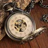 Relógios de bolso relógios vintage esculpidos padrões mecânicos relógio de bronze oco colar de mão com corrente para homens mulheres steampunk