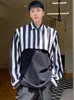 Mens Casual Shirts IEFB Stripe Short Lapel Long Sleeve Mens Shirt Korean Fashion 2023 Summer Temperament Luxury Single Breasted 9A3152 230114