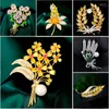 Brooches Korean Shiny Jewelry Pearl Micro Inlaid Zircon Wheat Bouquet Brooch Pins Women's Fashion Plant Men Suit Coat Accessori