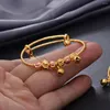 Bangle 4pcs/Lot Dubai For Girls/Baby Gold Color Charm Beads Bangles Bracelet Jewelry Child Party Gifts