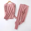 Roupas femininas de roupas de sono para mulheres calças femininas de pijama conjunto de pijama de darlon térmico térmico