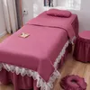 Sängkläder sätter Luxuty Lace 4PCS Beauty Salon Massage Spa Använd broderi Däcke Cover Bed Skirt Quilt Linen med insats