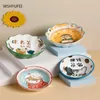 Bowls Cute Cartoon Style Ceramic Rice Bowl Household Salad Korean Steak Plate Single Layer Electric Baking Pan Oven